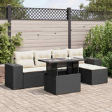vidaXL 6-Piece Lounge Set with Cushions Poly Rattan Black