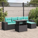 vidaXL 6-Piece Garden Sofa Set with Cushions Black Poly Rattan