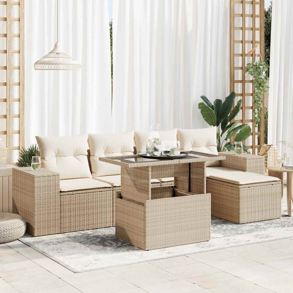 vidaXL 6-Piece Lounge Set with Cushions Poly Rattan Black