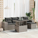 vidaXL 6-Piece Lounge Set with Cushions Poly Rattan Black