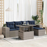 vidaXL 6-Piece Garden Sofa Set with Cushions Black Poly Rattan