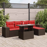 vidaXL 6-Piece Garden Sofa Set with Cushions Black Poly Rattan