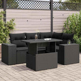 vidaXL 5-delige Loungeset met kussens poly rattan zwart