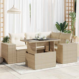 vidaXL 5-delige Loungeset met kussens poly rattan zwart