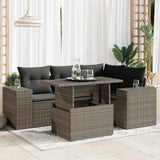 vidaXL 5-delige Loungeset met kussens poly rattan zwart