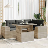 vidaXL 5-delige Loungeset met kussens poly rattan zwart
