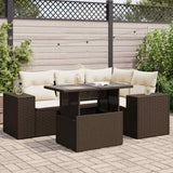 vidaXL 5-delige Loungeset met kussens poly rattan zwart