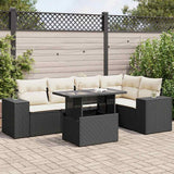 vidaXL 6-delige Loungeset met kussens poly rattan zwart