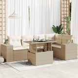 vidaXL 6-delige Loungeset met kussens poly rattan zwart