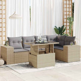 vidaXL 6-delige Loungeset met kussens poly rattan zwart