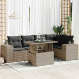 vidaXL 6-delige Loungeset met kussens poly rattan zwart