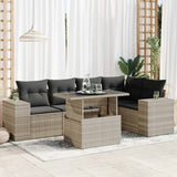 vidaXL 6-delige Loungeset met kussens poly rattan zwart