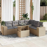 vidaXL 7-delige Loungeset met kussens poly rattan zwart