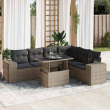 vidaXL 7-delige Loungeset met kussens poly rattan zwart
