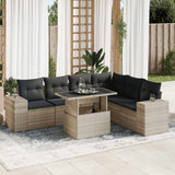 vidaXL 7-delige Loungeset met kussens poly rattan zwart