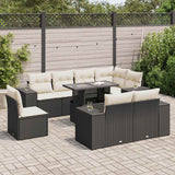 vidaXL 9-delige Loungeset met kussens poly rattan zwart