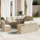 vidaXL 9-delige Loungeset met kussens poly rattan zwart
