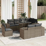 vidaXL 9-delige Loungeset met kussens poly rattan zwart