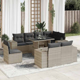 vidaXL 9-delige Loungeset met kussens poly rattan zwart