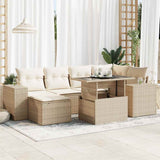 vidaXL 7-delige Loungeset met kussens poly rattan zwart