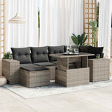 vidaXL 7-delige Loungeset met kussens poly rattan zwart