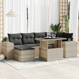 vidaXL 7-delige Loungeset met kussens poly rattan zwart