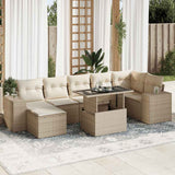 vidaXL 8-Piece Poly Rattan Lounge Set with Cushions Black