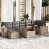 vidaXL 8-Piece Poly Rattan Lounge Set with Cushions Black