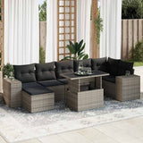 vidaXL 8-Piece Poly Rattan Lounge Set with Cushions Black