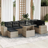 vidaXL 8-Piece Poly Rattan Lounge Set with Cushions Black