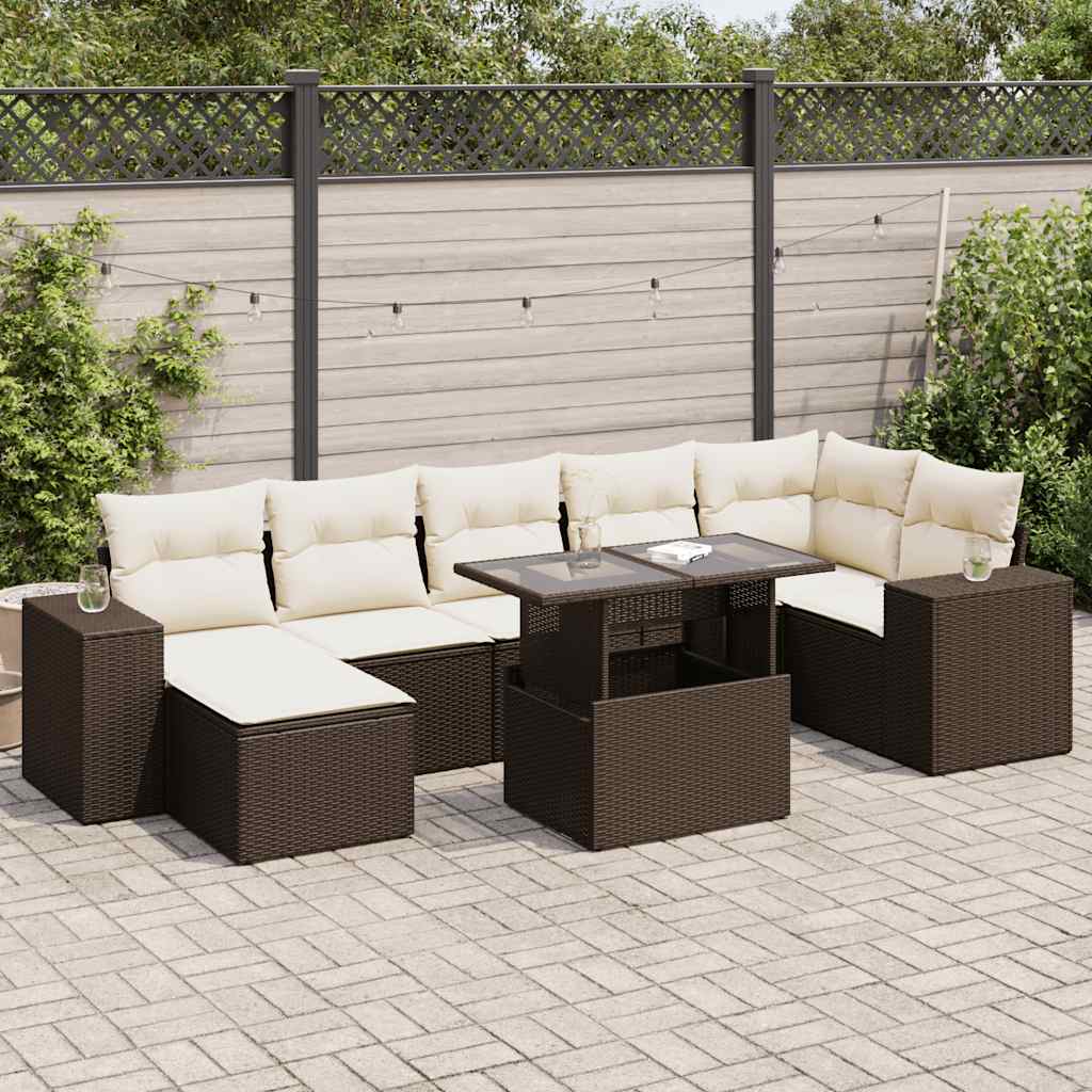 vidaXL 8-Piece Poly Rattan Lounge Set with Cushions Black