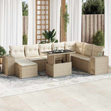 vidaXL 9-delige Loungeset met kussens poly rattan zwart