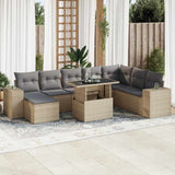 vidaXL 9-delige Loungeset met kussens poly rattan zwart