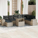 vidaXL 9-delige Loungeset met kussens poly rattan zwart