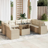 vidaXL 10-Piece Lounge Set with Cushions Poly Rattan Black