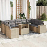 vidaXL 10-Piece Lounge Set with Cushions Poly Rattan Black
