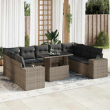vidaXL 10-Piece Lounge Set with Cushions Poly Rattan Black