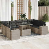 vidaXL 10-Piece Lounge Set with Cushions Poly Rattan Black