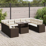 vidaXL 10-Piece Lounge Set with Cushions Poly Rattan Black