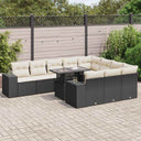 vidaXL 11-delige Loungeset met kussens poly rattan zwart