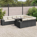 vidaXL 11-delige Loungeset met kussens poly rattan zwart