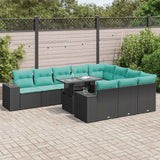vidaXL 11-Piece Lounging Set with Cushions Poly Rattan Acacia Grey