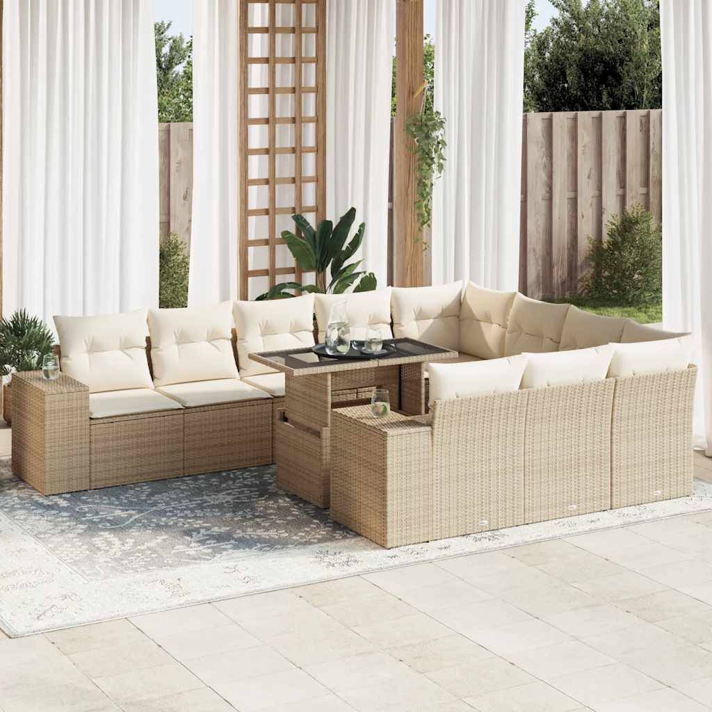 vidaXL 11-delige Loungeset met kussens poly rattan zwart