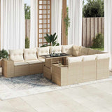 vidaXL 11-delige Loungeset met kussens poly rattan zwart