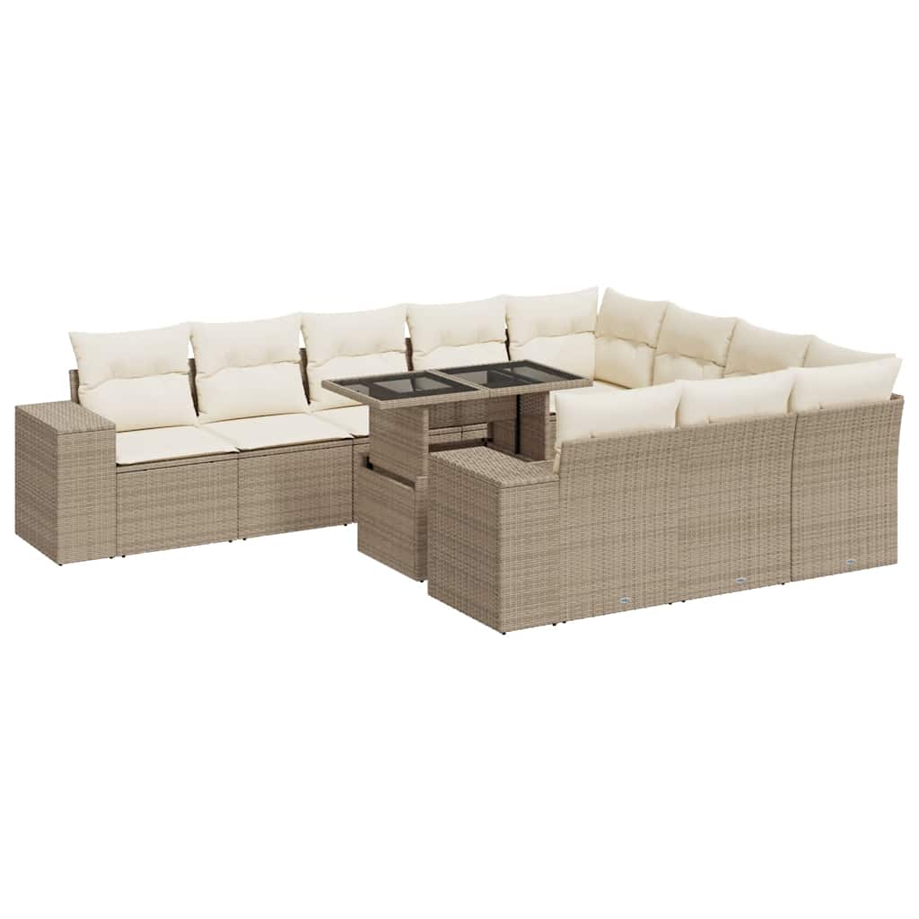 vidaXL 11-delige Loungeset met kussens poly rattan zwart