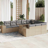 vidaXL 11-delige Loungeset met kussens poly rattan zwart