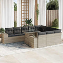 vidaXL 11-delige Loungeset met kussens poly rattan zwart