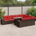 vidaXL 11-Piece Lounging Set with Cushions Poly Rattan Acacia Grey