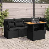 vidaXL 5-piece Lounge Set with Cushions Poly Rattan Black