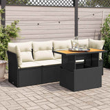 vidaXL 5-piece Lounge Set with Cushions Poly Rattan Black